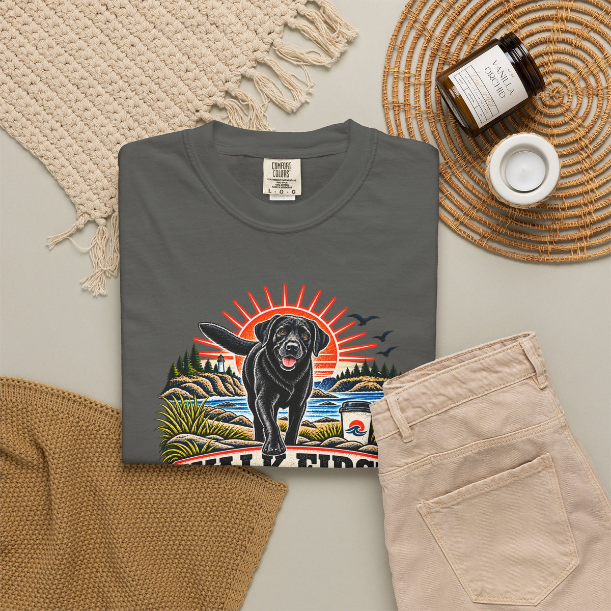 MiSQue Walk First — Coffee After Labrador T-Shirt