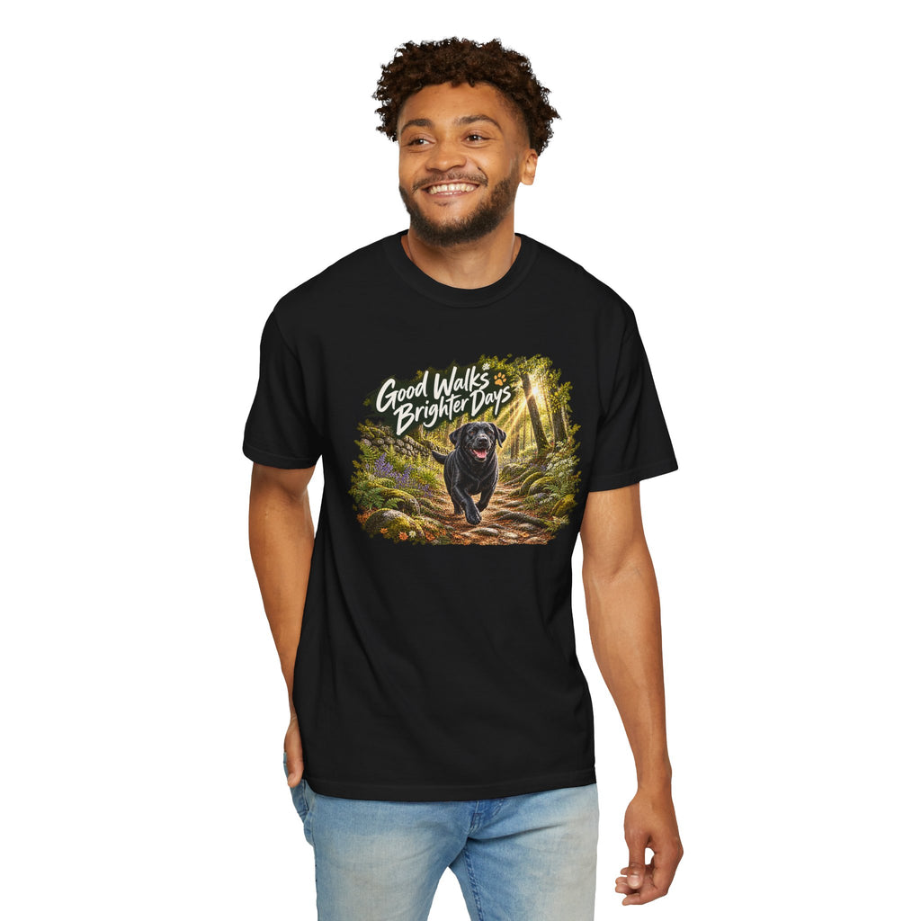 MiSQue Good Walks, Brighter Days | Walk First Labrador T-Shirt