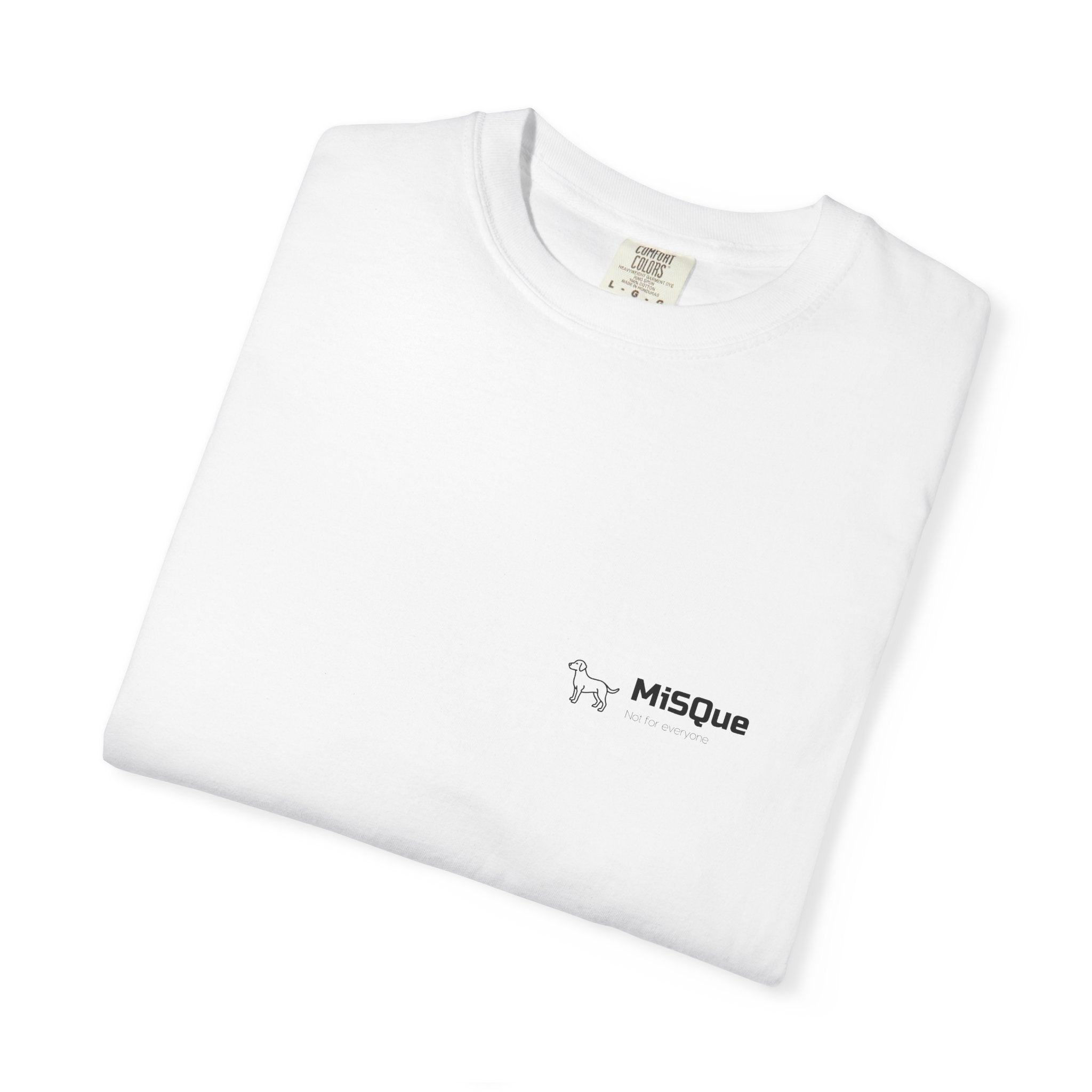 Folded MiSQue The Original Labrador T-Shirt in white with subtle chest logo