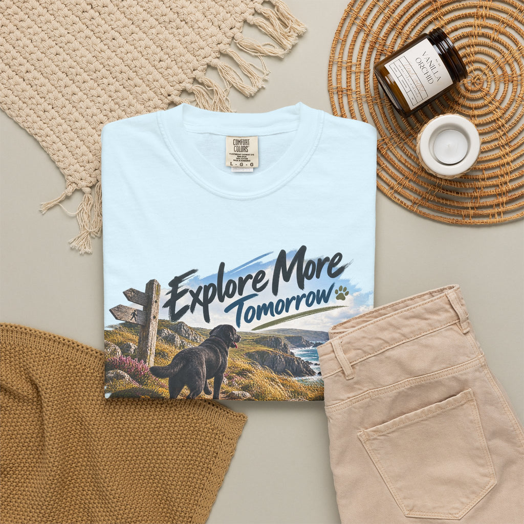 MiSQue Explore More Tomorrow | Walk First Labrador T-Shirt