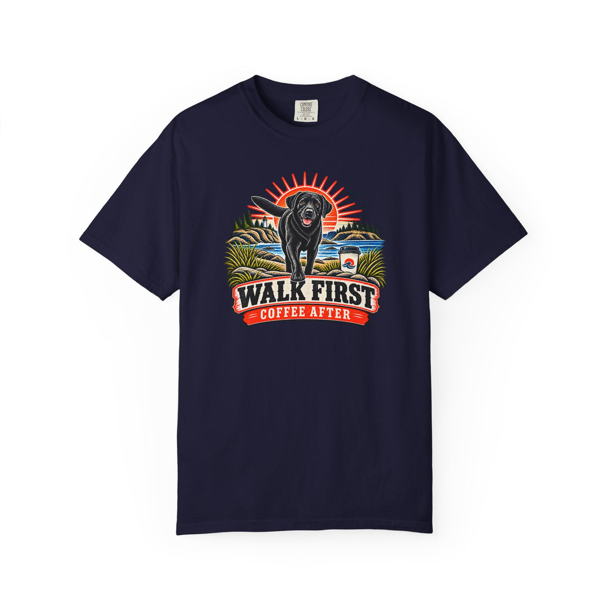MiSQue Walk First — Coffee After Labrador T-Shirt