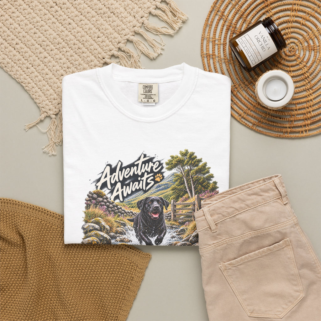 MiSQue Adventure Awaits | Walk First Labrador T-Shirt