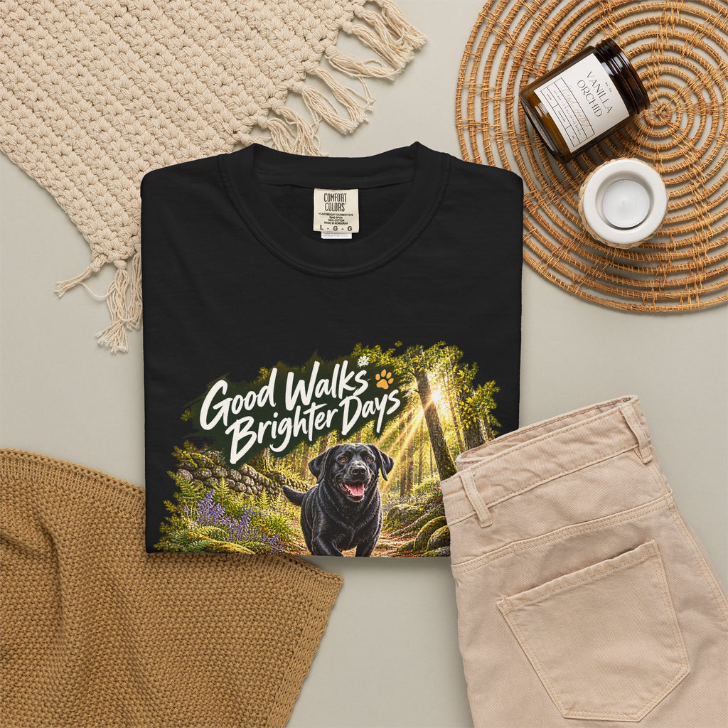 MiSQue Good Walks, Brighter Days | Walk First Labrador T-Shirt