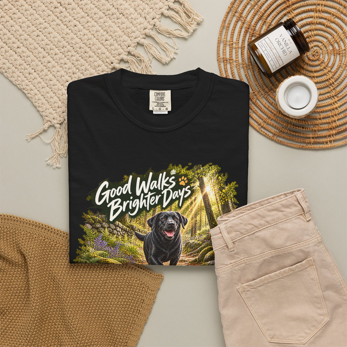 MiSQue Good Walks, Brighter Days | Walk First Labrador T-Shirt