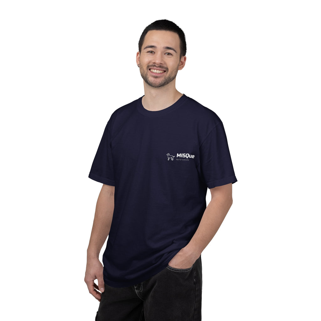 Man wearing MiSQue Open Horizon T-shirt
