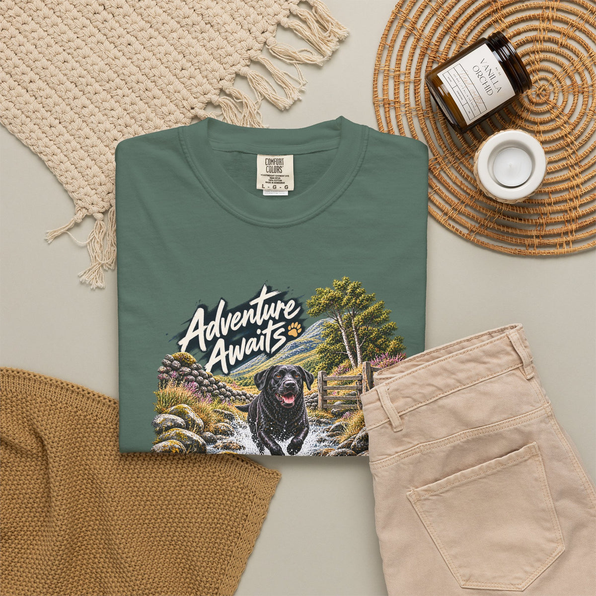 MiSQue Adventure Awaits | Walk First Labrador T-Shirt