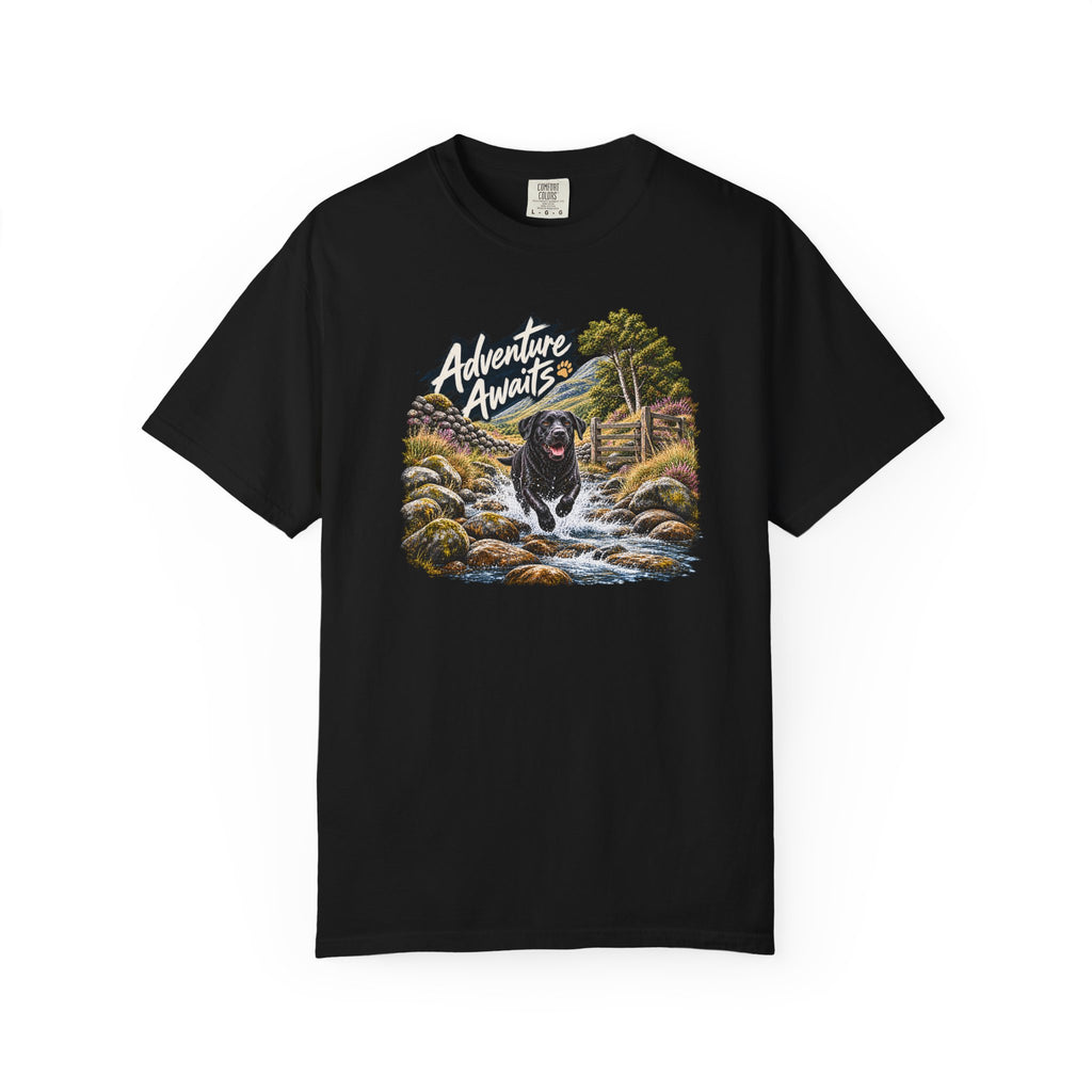 MiSQue Adventure Awaits | Walk First Labrador T-Shirt