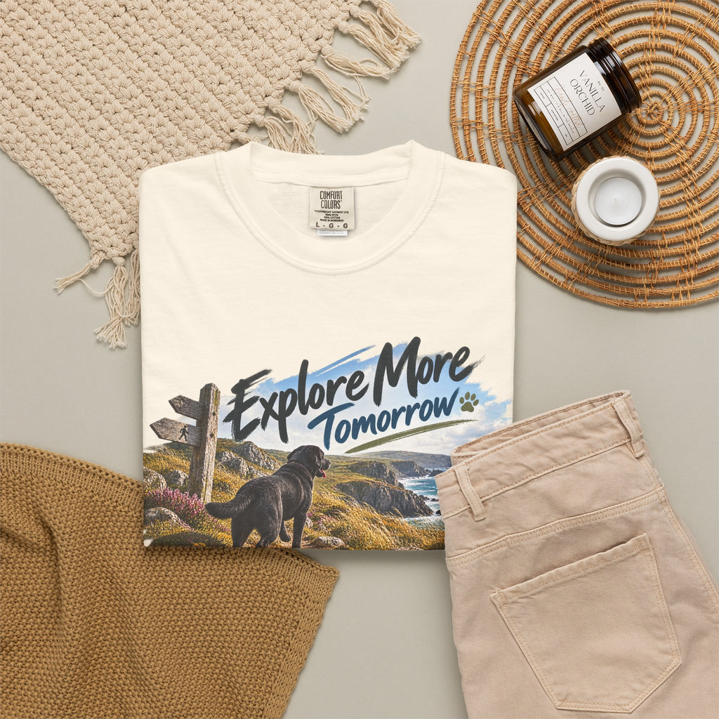 MiSQue Explore More Tomorrow | Walk First Labrador T-Shirt
