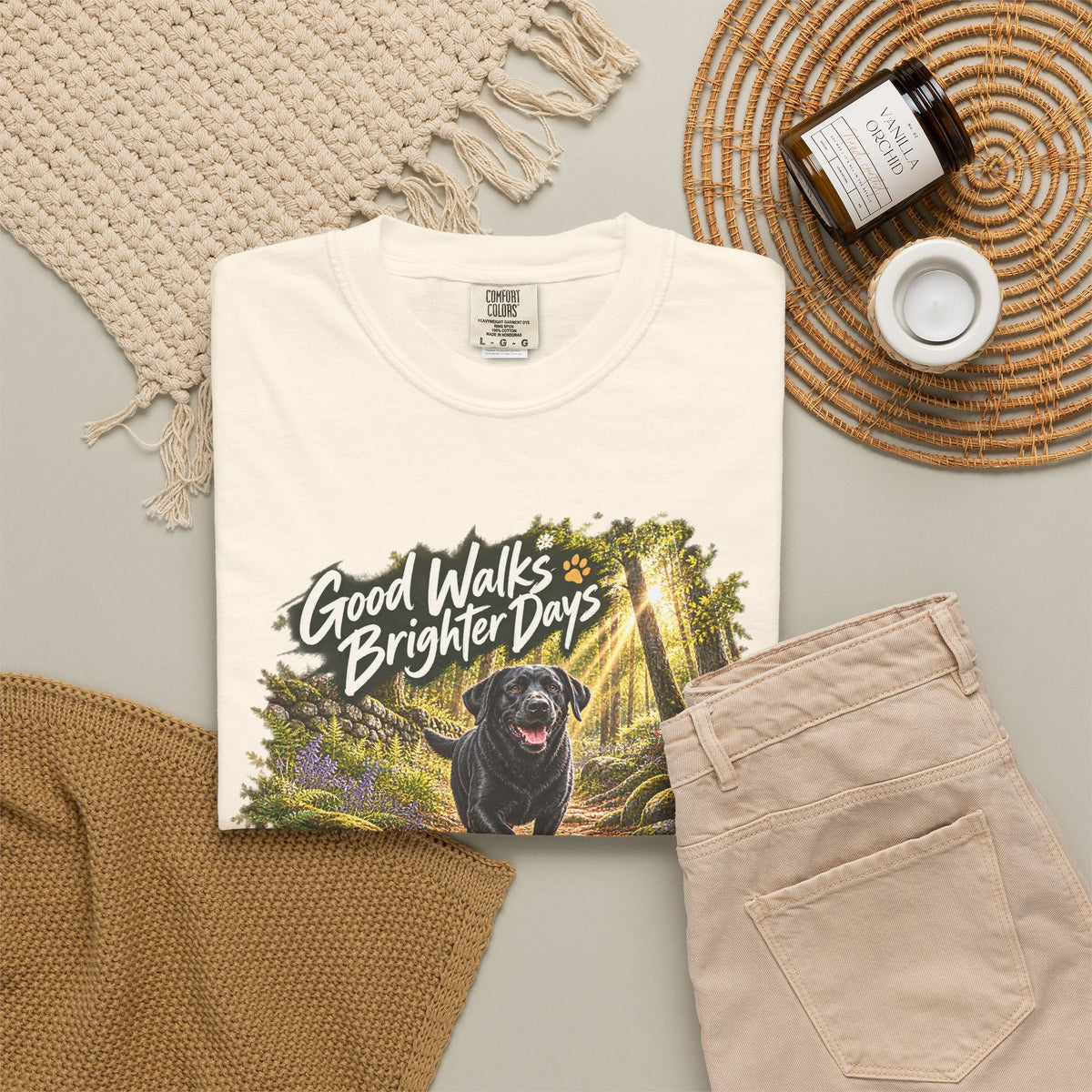 MiSQue Good Walks, Brighter Days | Walk First Labrador T-Shirt