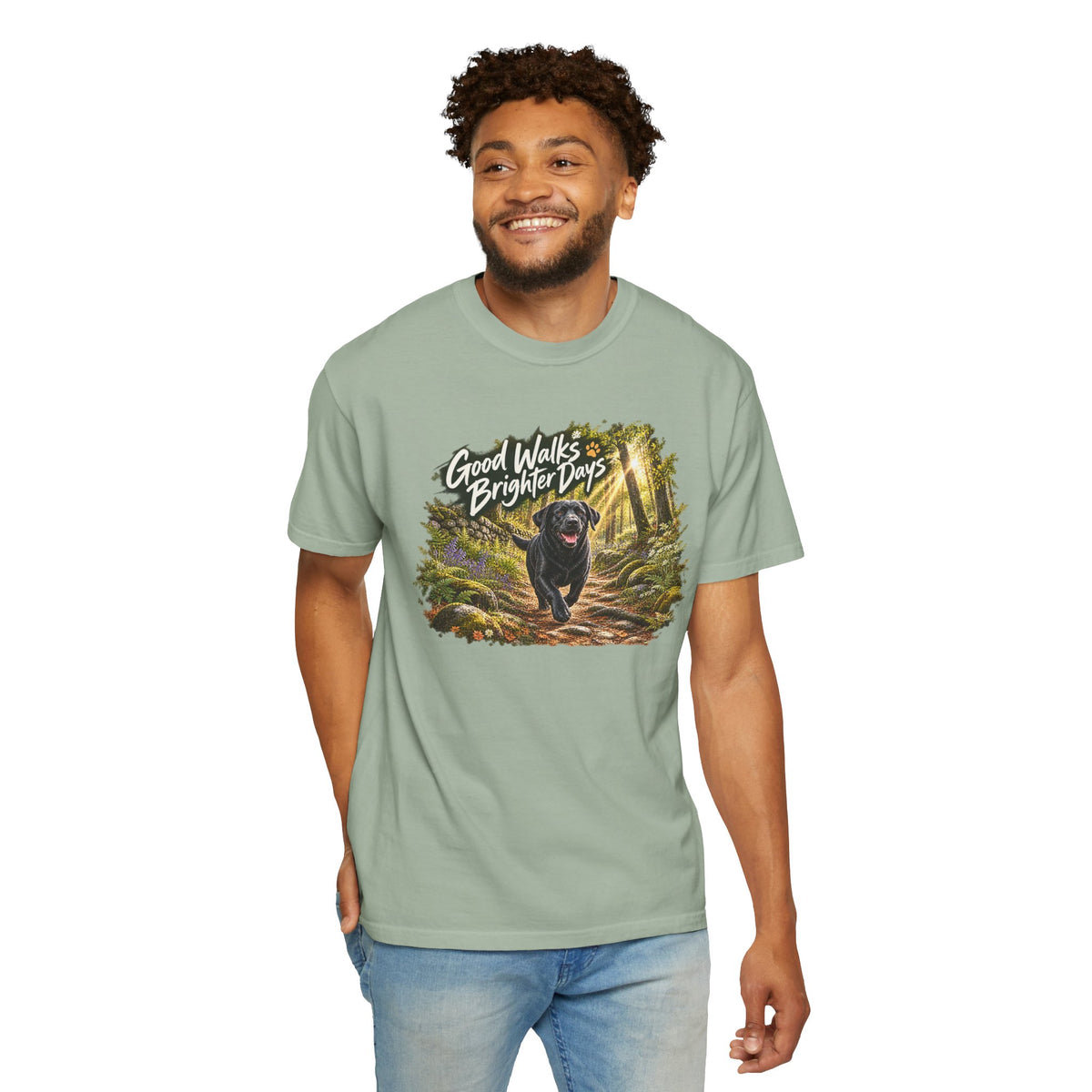 MiSQue Good Walks, Brighter Days | Walk First Labrador T-Shirt