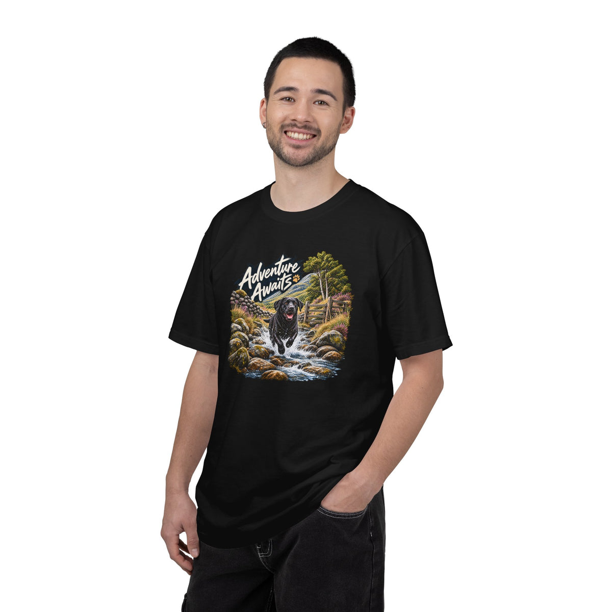 MiSQue Adventure Awaits | Walk First Labrador T-Shirt