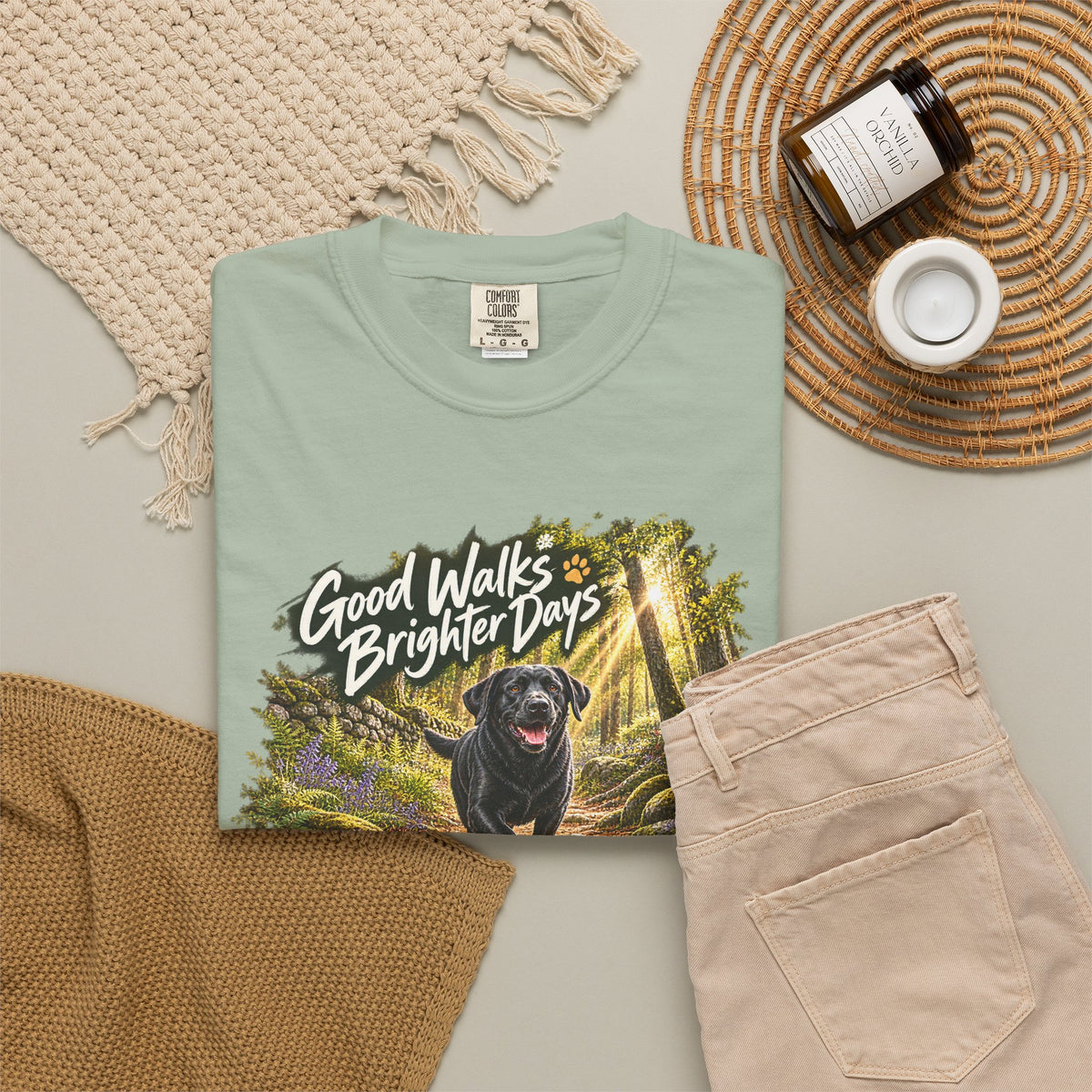 MiSQue Good Walks, Brighter Days | Walk First Labrador T-Shirt