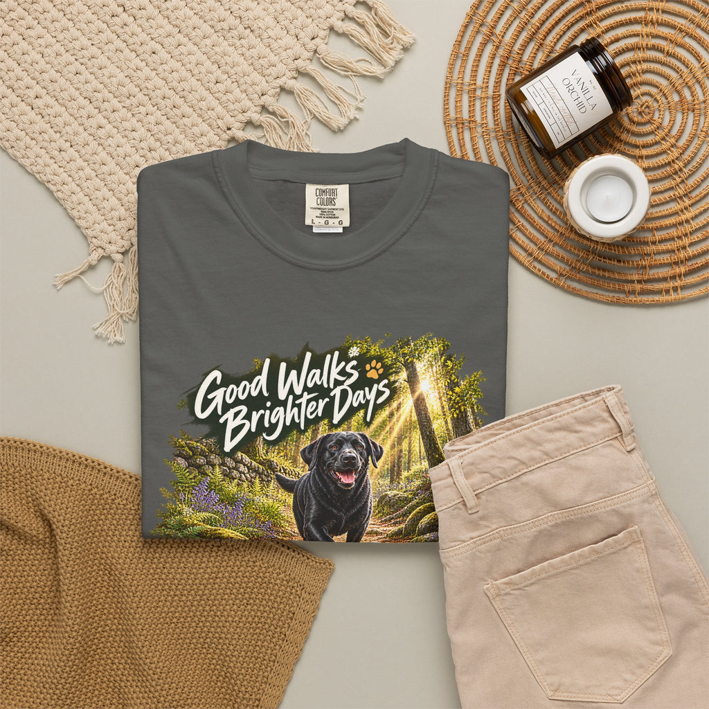 MiSQue Good Walks, Brighter Days | Walk First Labrador T-Shirt