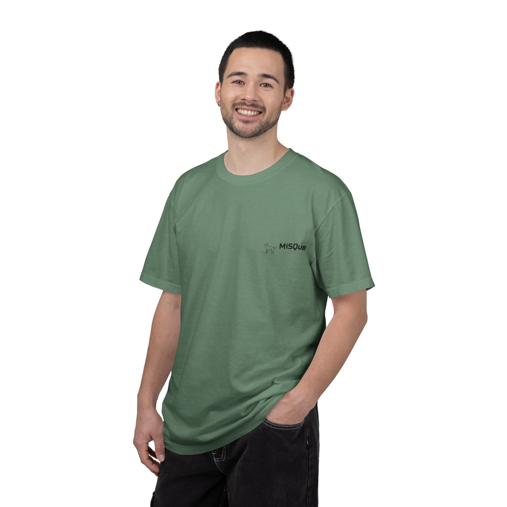 Man wearing MiSQue Mountain Horizon T-shirt