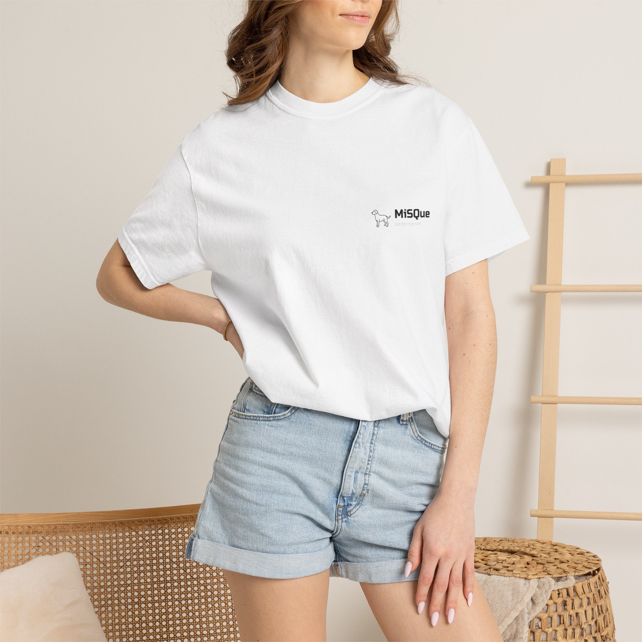 Woman wearing MiSQue The Trail T-shirt in white
