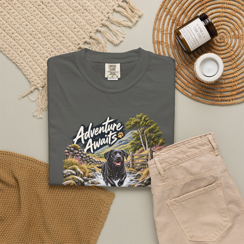 MiSQue Adventure Awaits | Walk First Labrador T-Shirt
