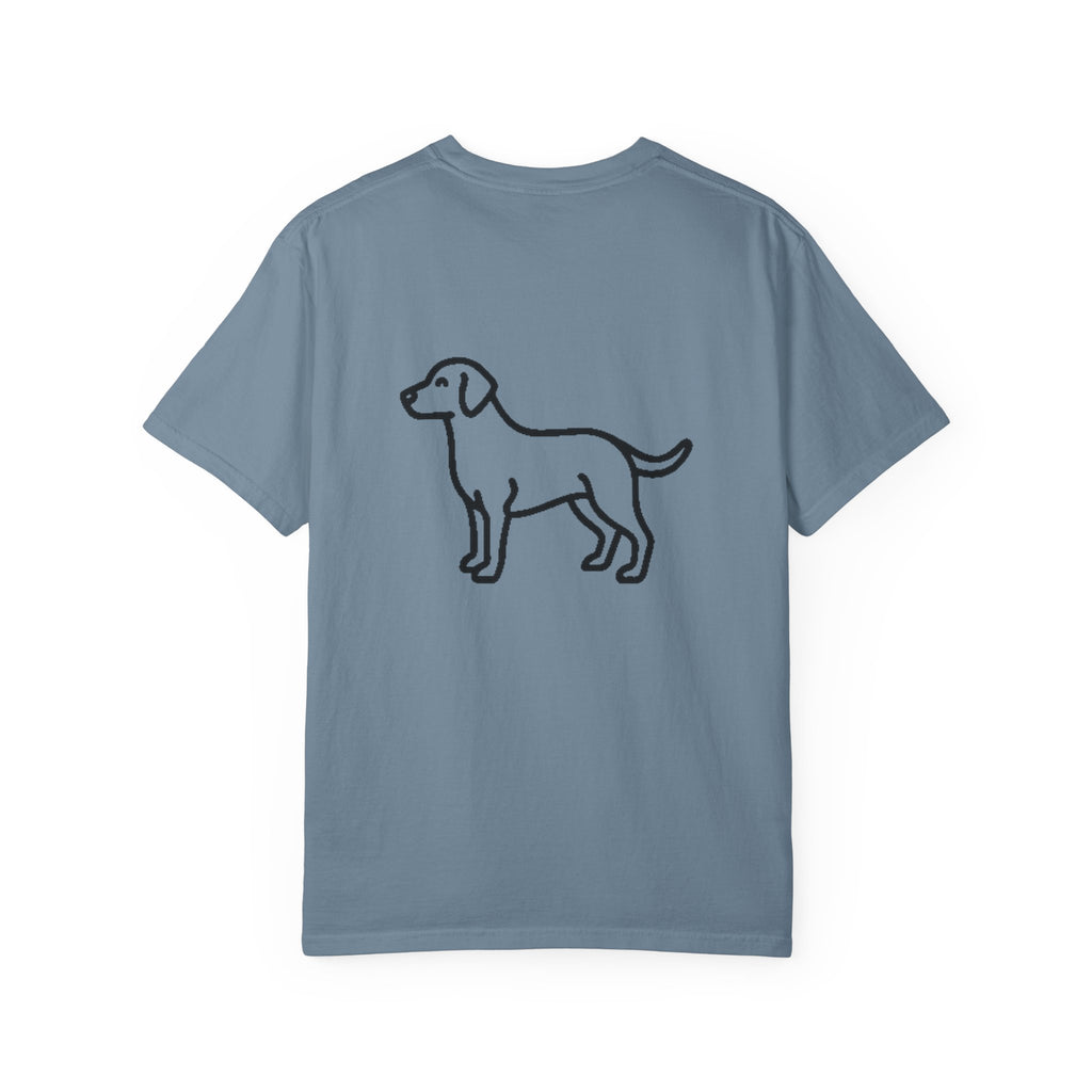 MiSQue The Original Labrador T-Shirt back view with Labrador artwork in Bay