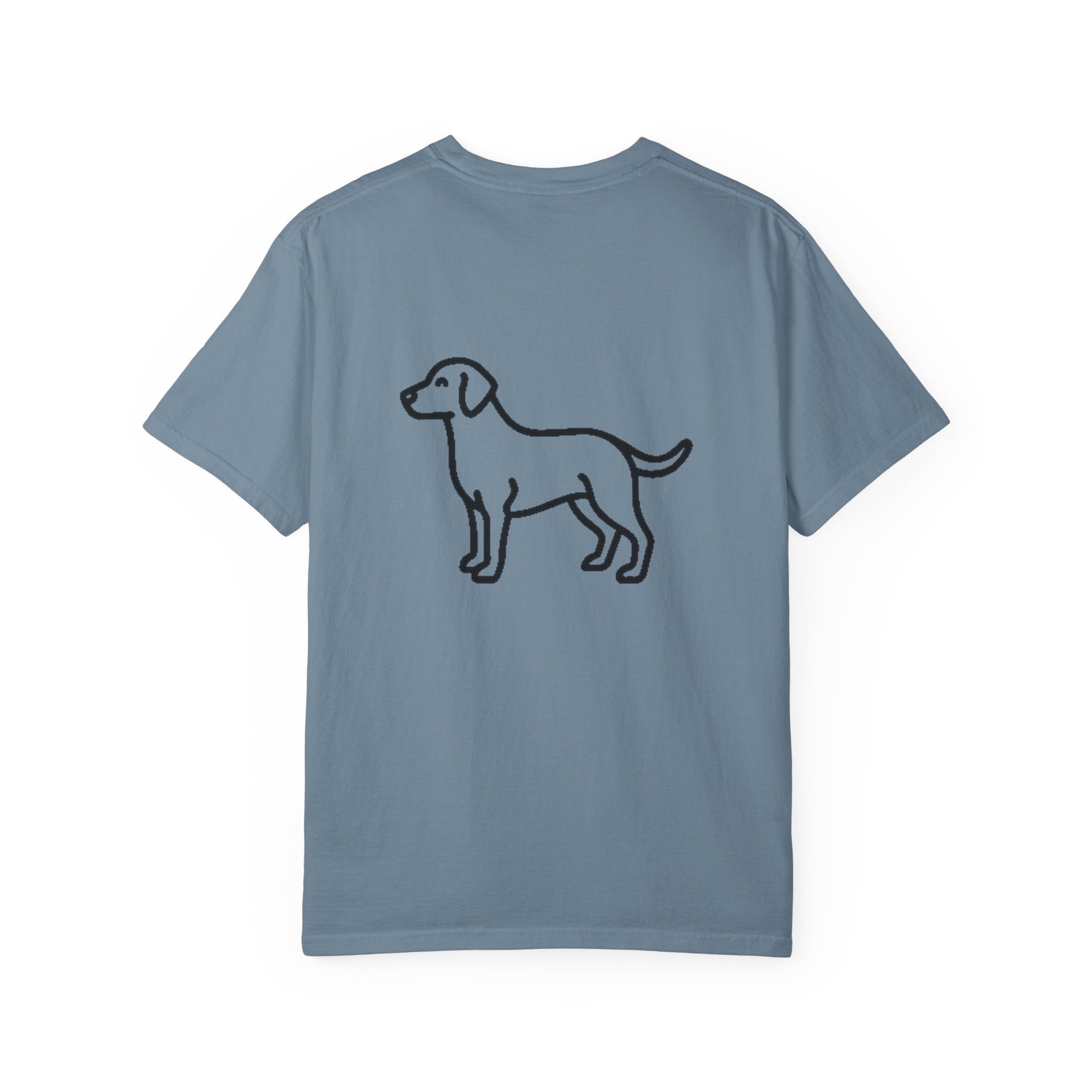 MiSQue The Original Labrador T-Shirt back view with Labrador artwork in Bay