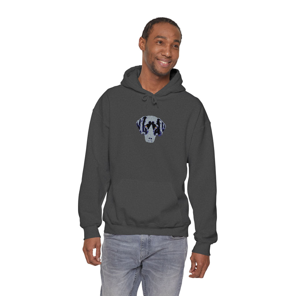 Personalised Embroidered Pet Portrait Hoodie – Dark Colours