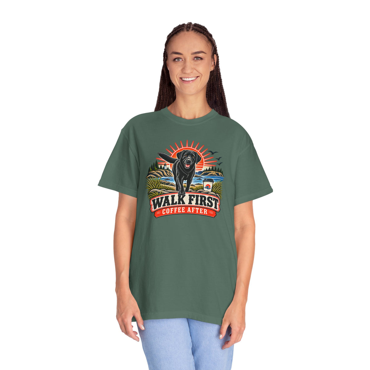 MiSQue Walk First — Coffee After Labrador T-Shirt