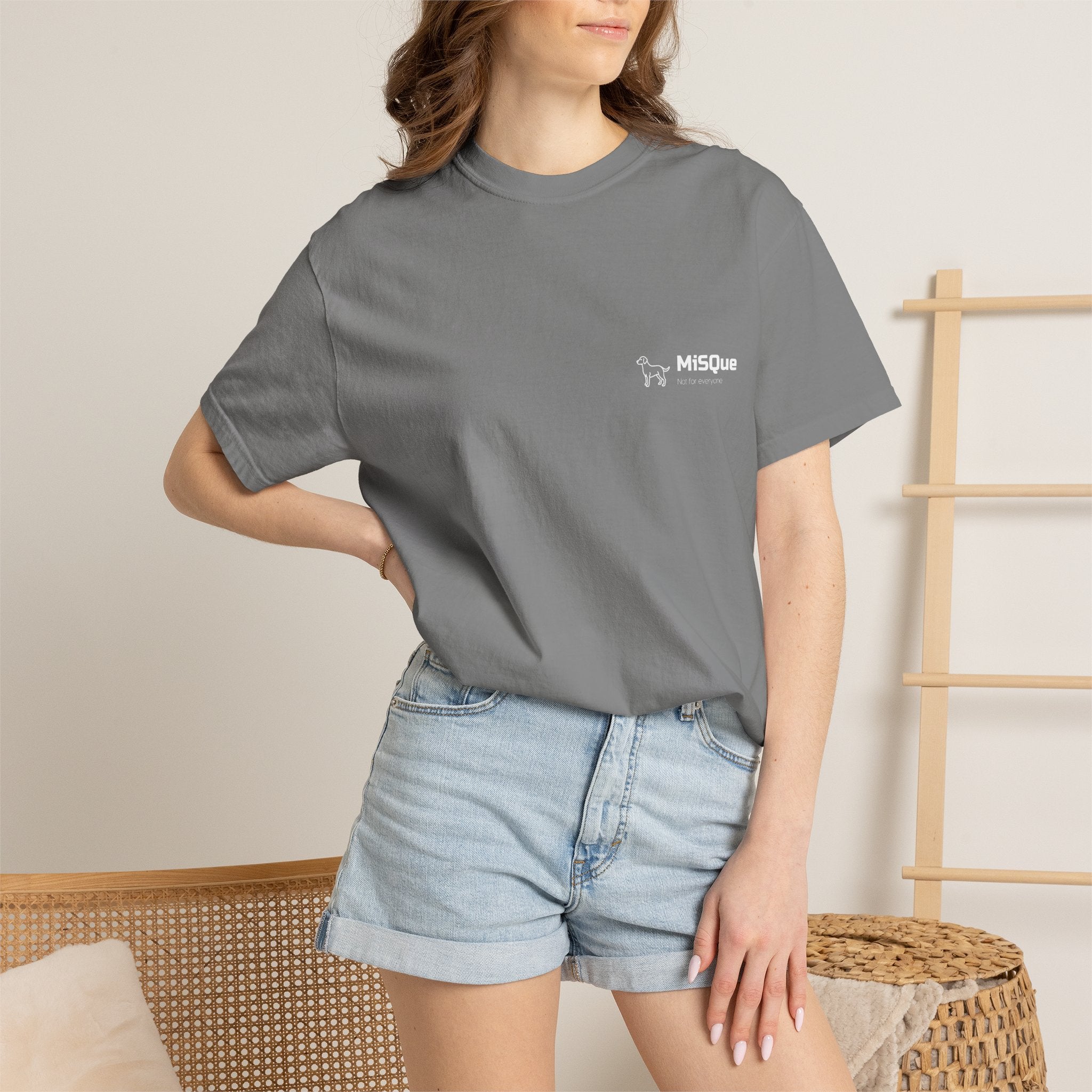 Woman wearing MiSQue Open Horizon T-shirt