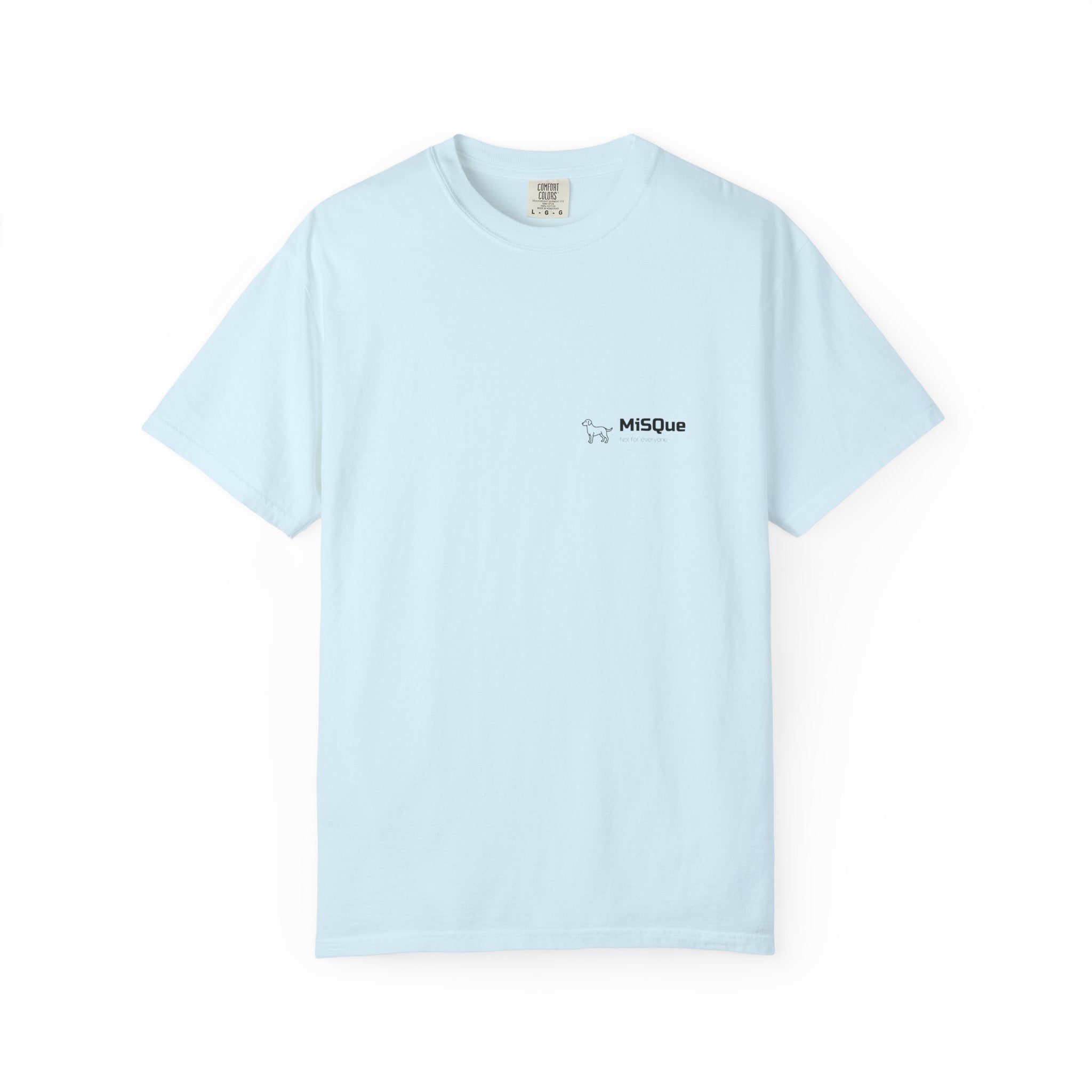 MiSQue The Original Labrador T-Shirt front view with MiSQue chest logo in Ice Blue