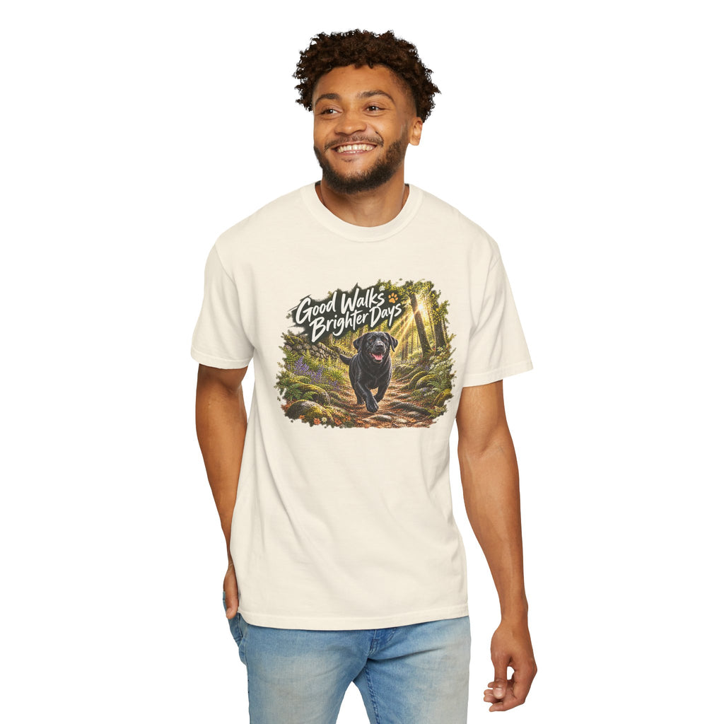 MiSQue Good Walks, Brighter Days | Walk First Labrador T-Shirt