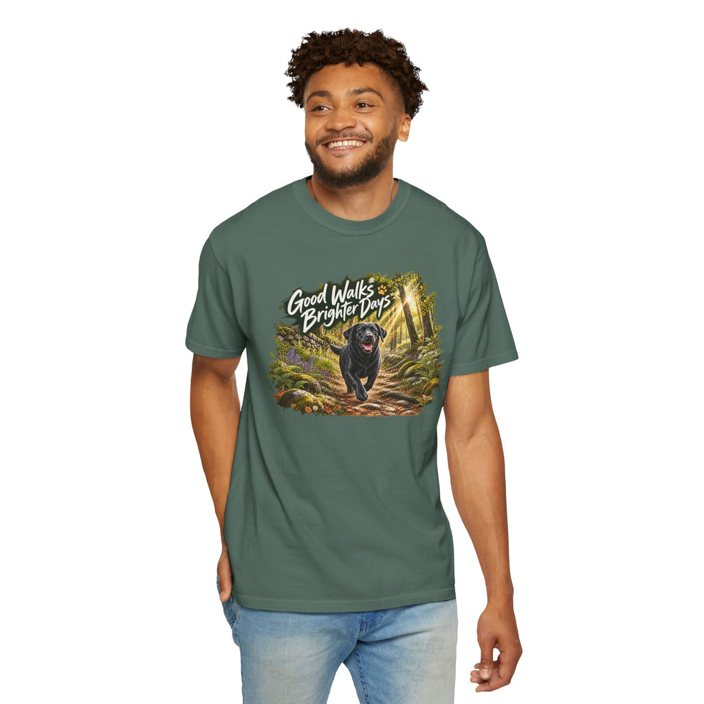 MiSQue Good Walks, Brighter Days | Walk First Labrador T-Shirt